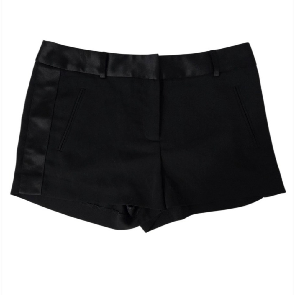 Forever 21 Black Tuxedo Shorts Satin Trim High Waist Side Stripe Women's Size M